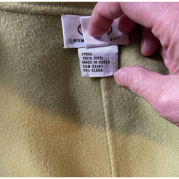 Talbots Woman Petites 22W Lime Green 100% Wool Open Front Cardigan Blazer Pocket - Picture 13 of 13